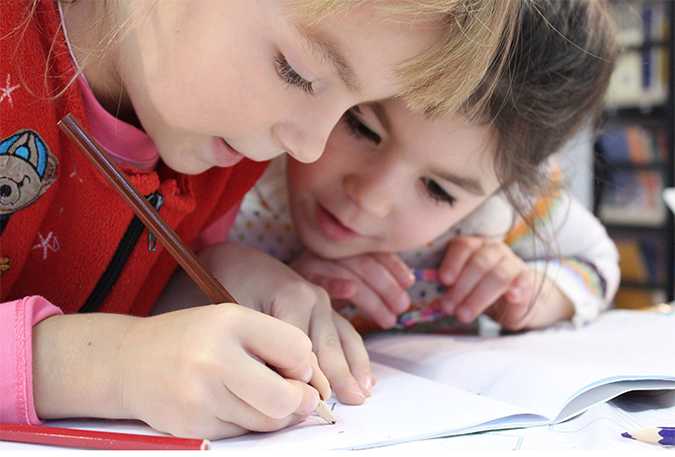 Children writing