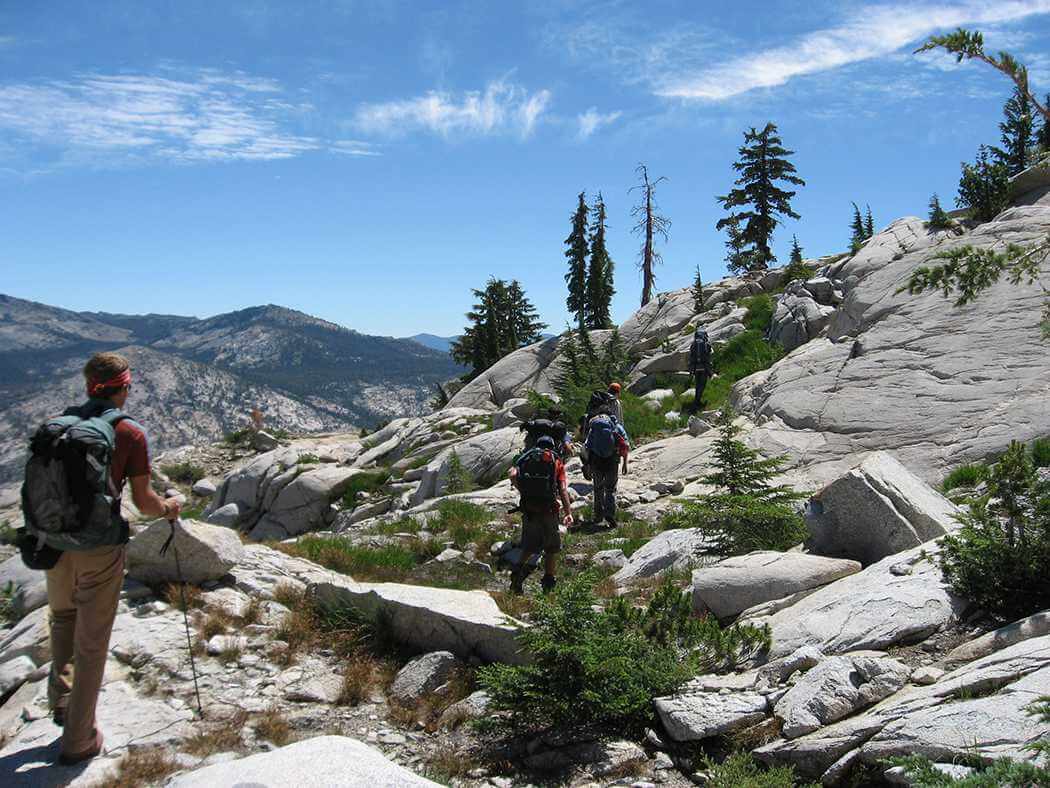 People hiking up a mountain