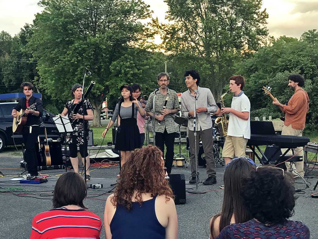 Teens and staff from North Star perform together in their band