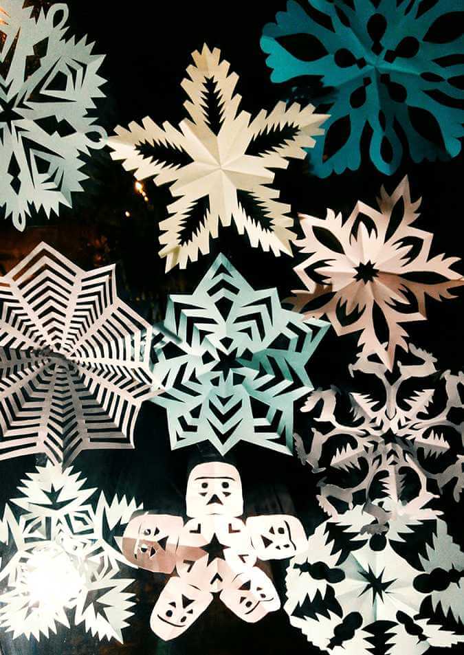 Snowflake paper cutouts