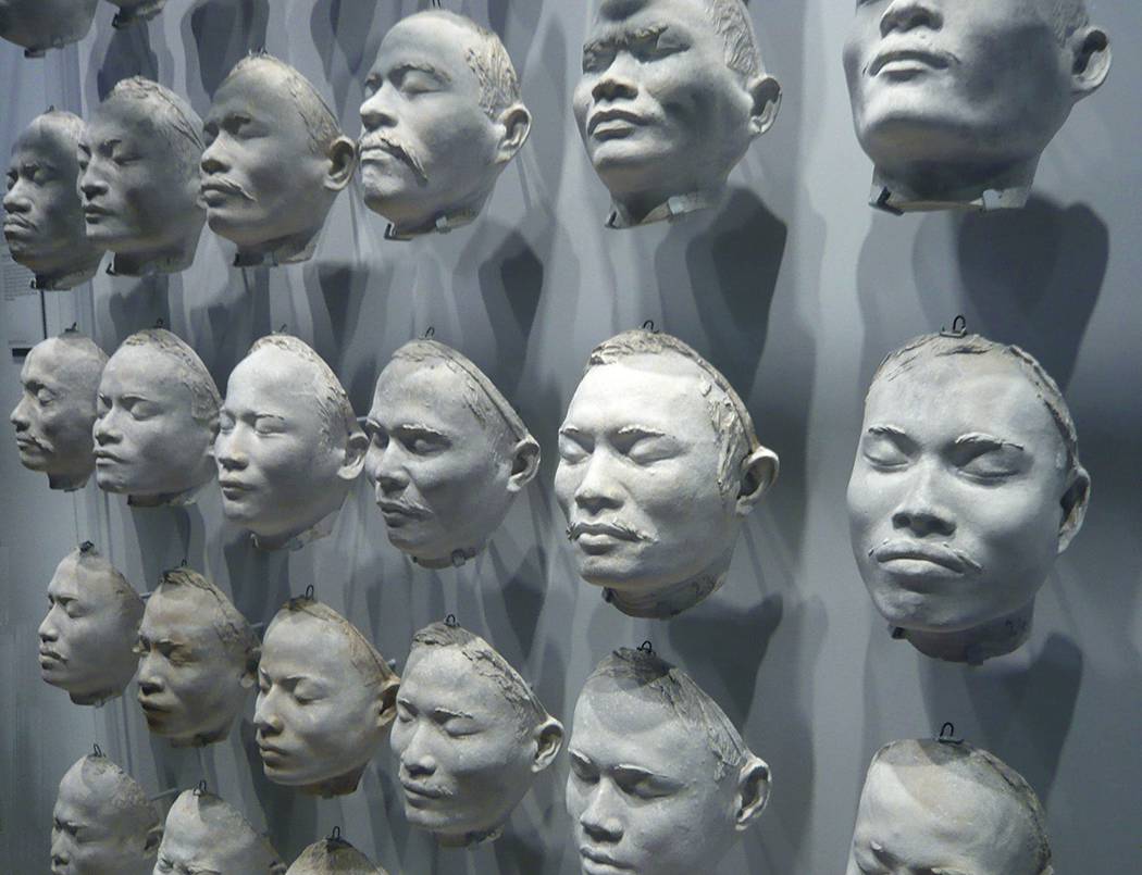Plaster face casts of Nias islanders in the Dutch West Indies