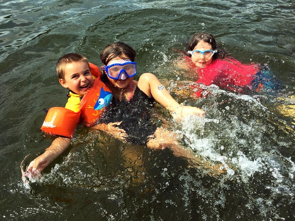 children swimming