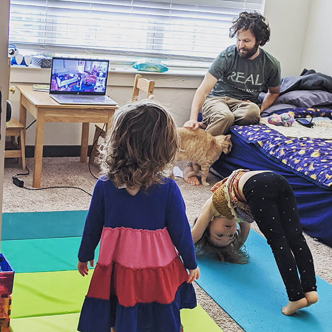 An online yoga class