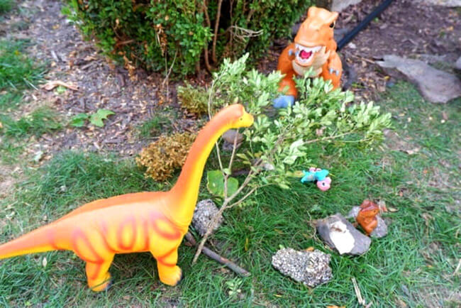 toy dinosaurs outdoors