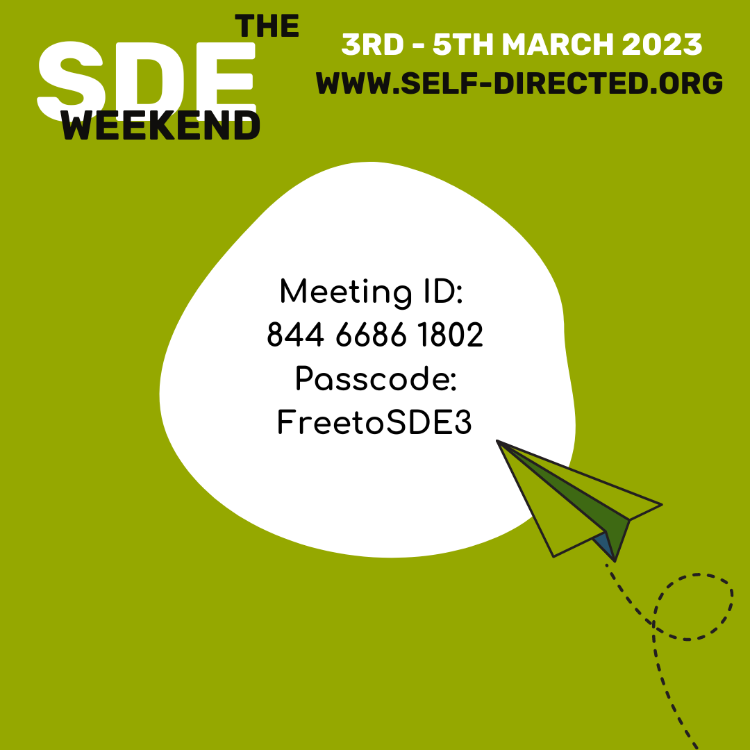 ASDE's logo with Zoom meeting ID: 844 6686 1802 and Passcode: FreetoSDE3