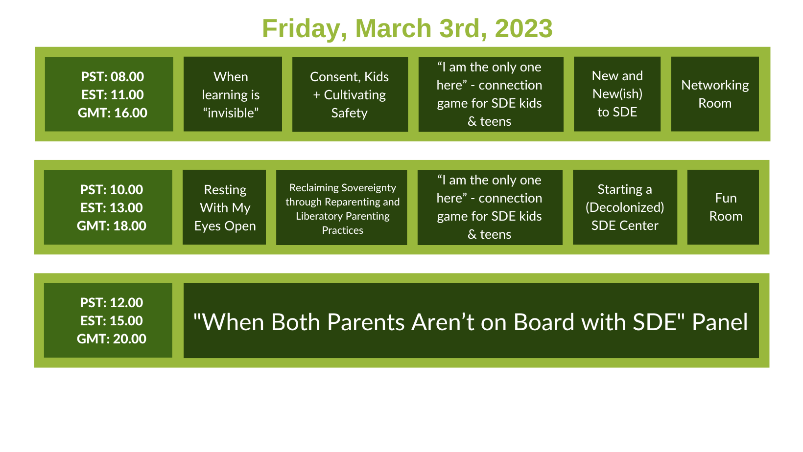 Friday's Schedule