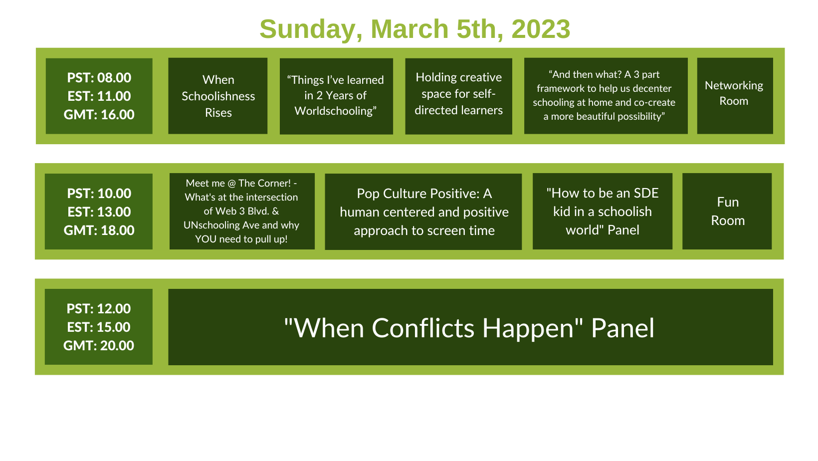 Sunday's Schedule